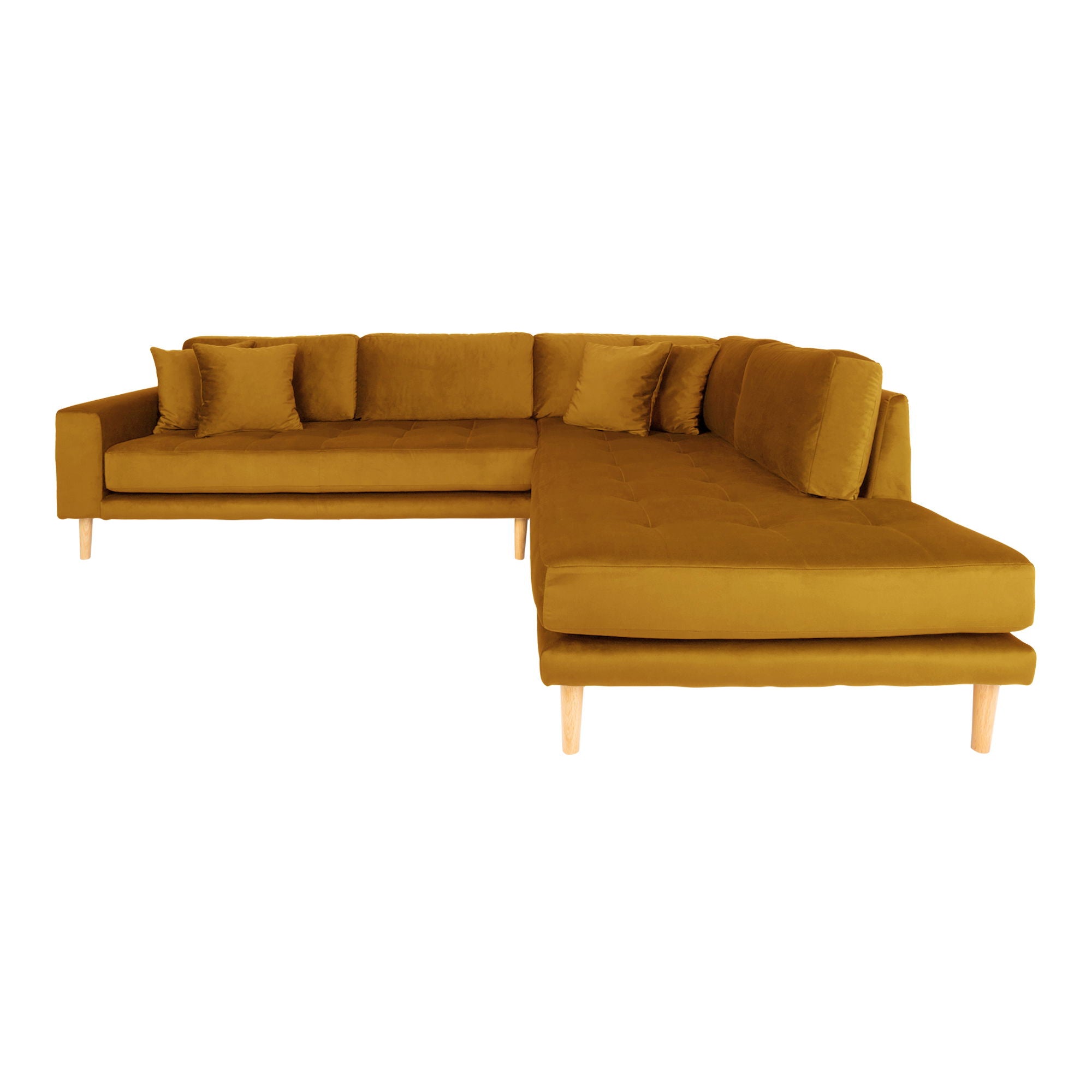 Lido – Ecksofa mit Offenem Ende, offene Seite rechts, Samtbezug, 92–220 × 257 × 76 cm